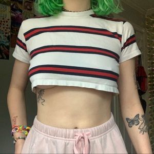 striped brandy melville cropped tee